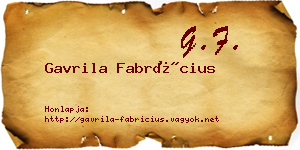 Gavrila Fabrícius névjegykártya